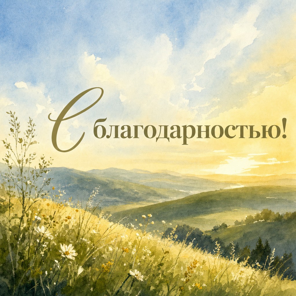 Мягкая акварельная открытка, чтобы выразить вашу благодарность.