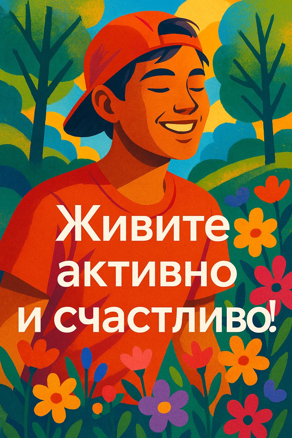 Поделитесь радостью с этой цифровой открыткой о счастье в природе.