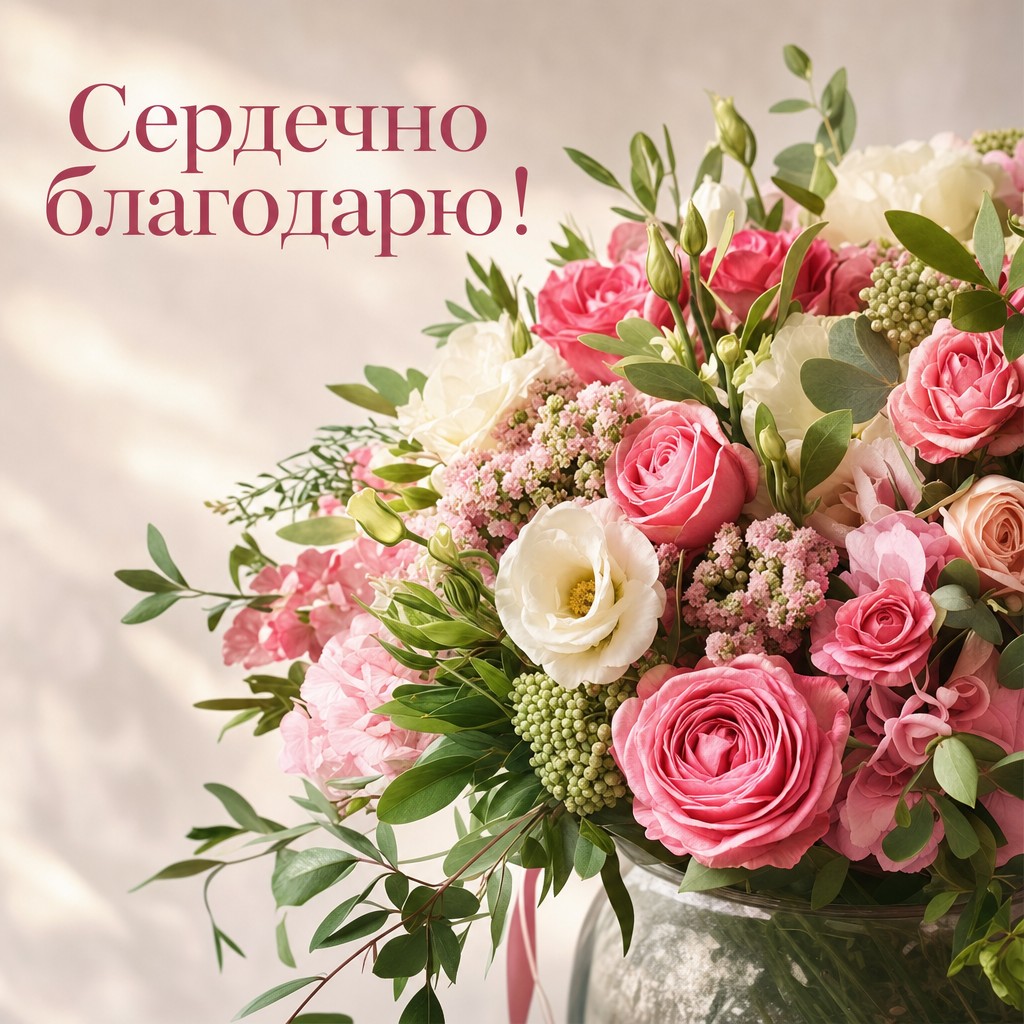 Трогательная цветочная открытка, чтобы выразить вашу благодарность.