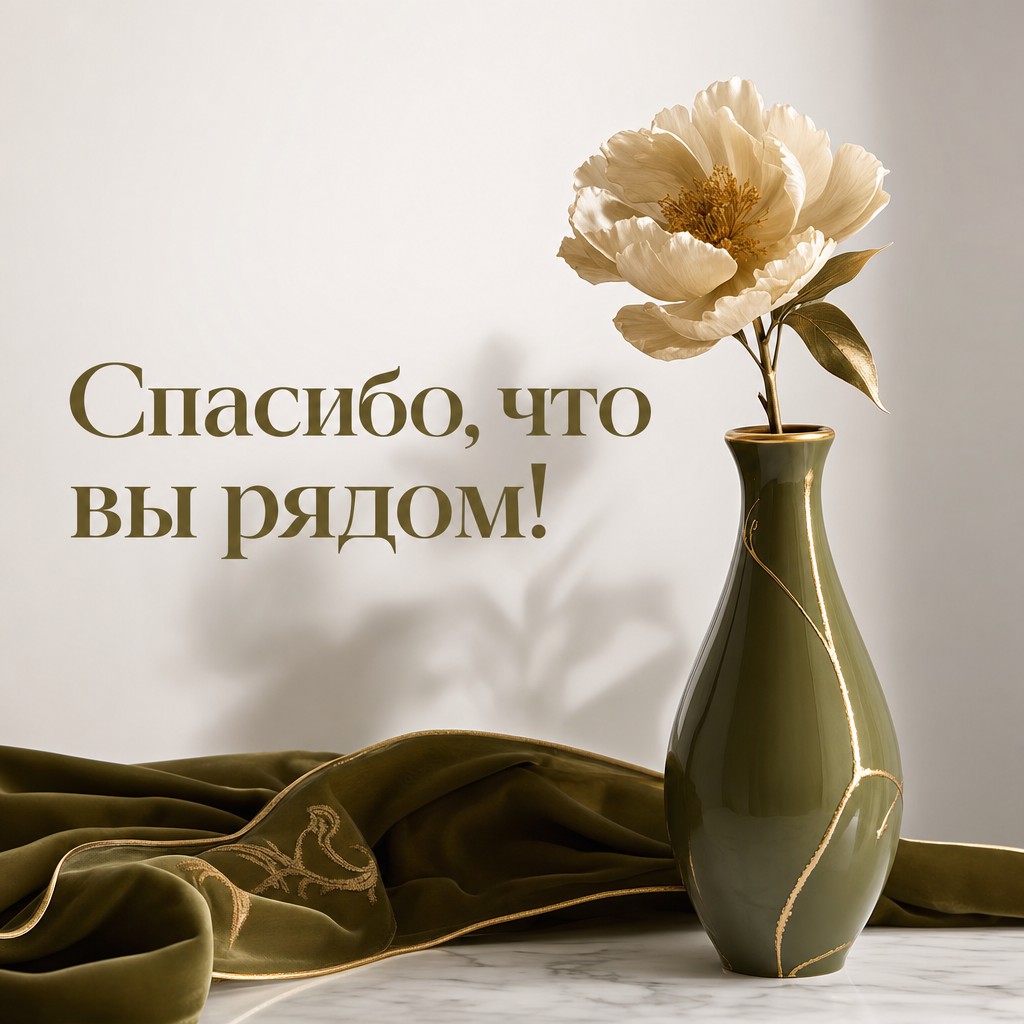 Элегантная открытка с минималистским дизайном и благодарностью.