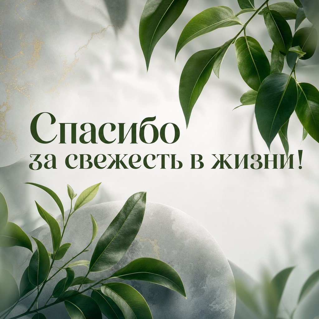 Открытка с листьями и свежестью благодарности.