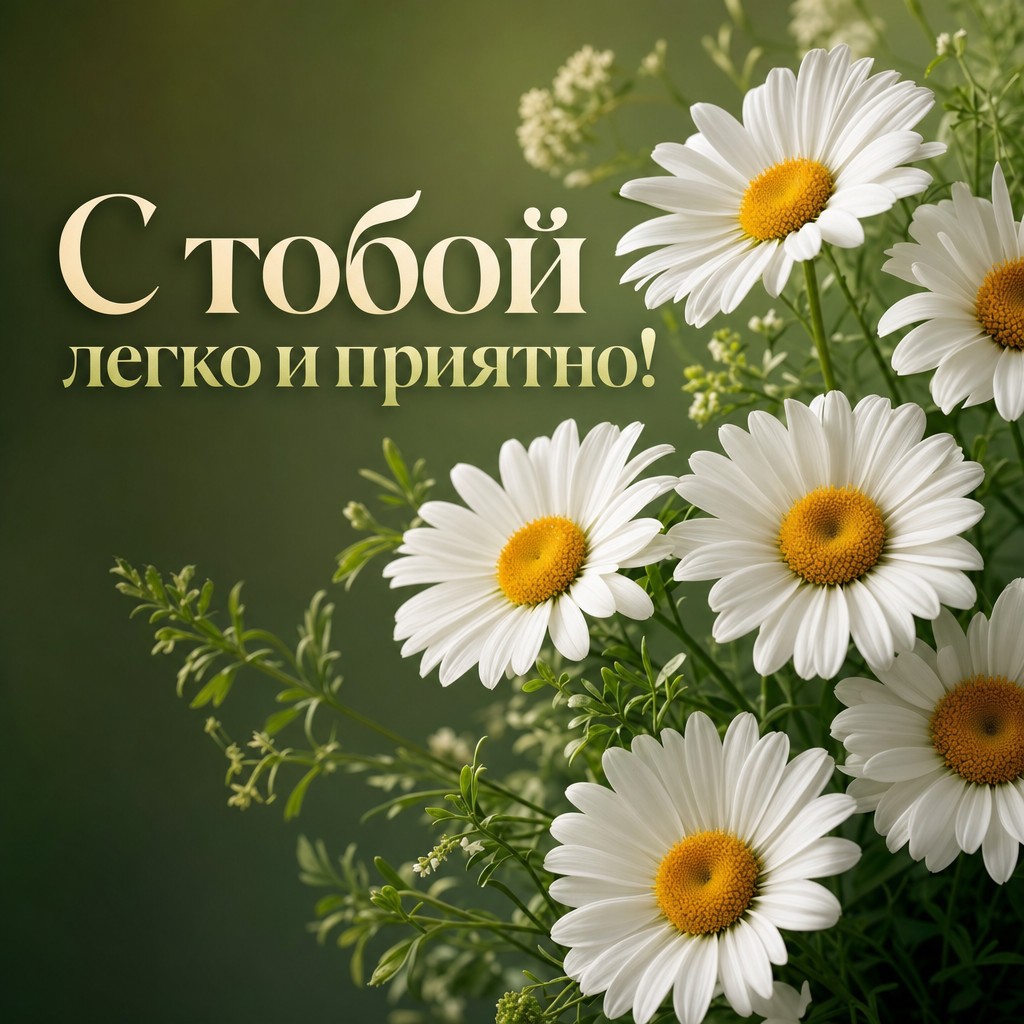 Нежная открытка с ромашками, чтобы выразить свою благодарность.