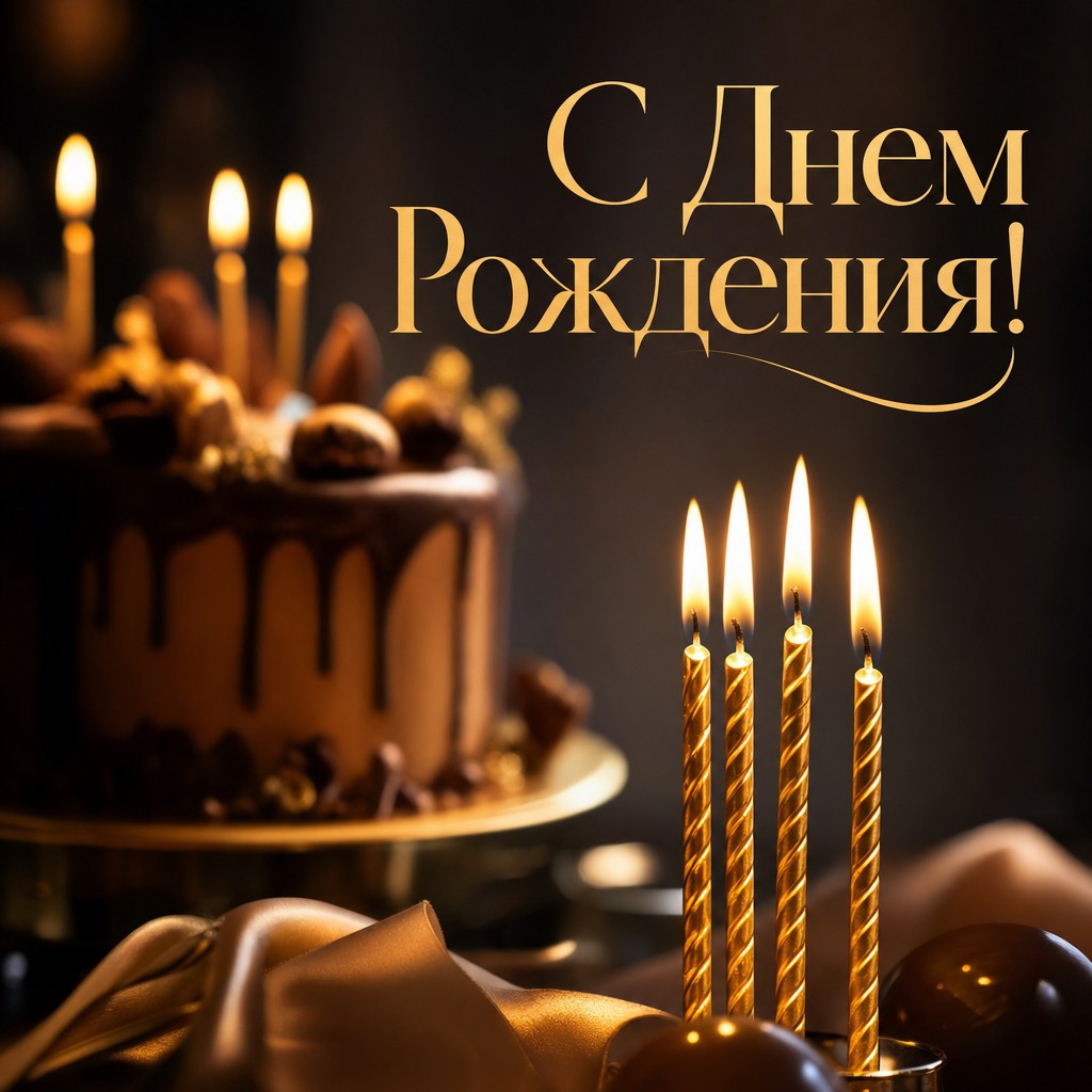 Элегантная открытка с свечами, подходящая для пожеланий с днем рождения.