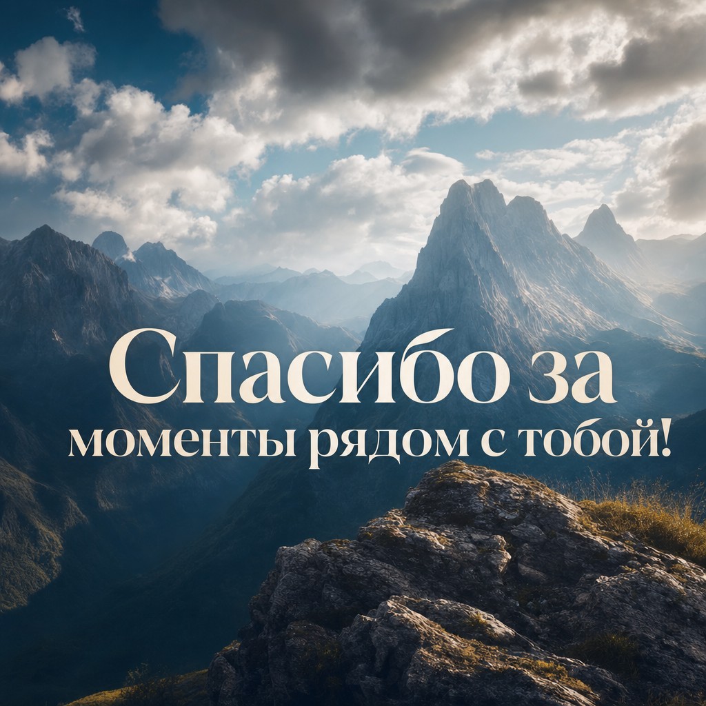 Пейзажная открытка с горами, чтобы выразить вашу благодарность.