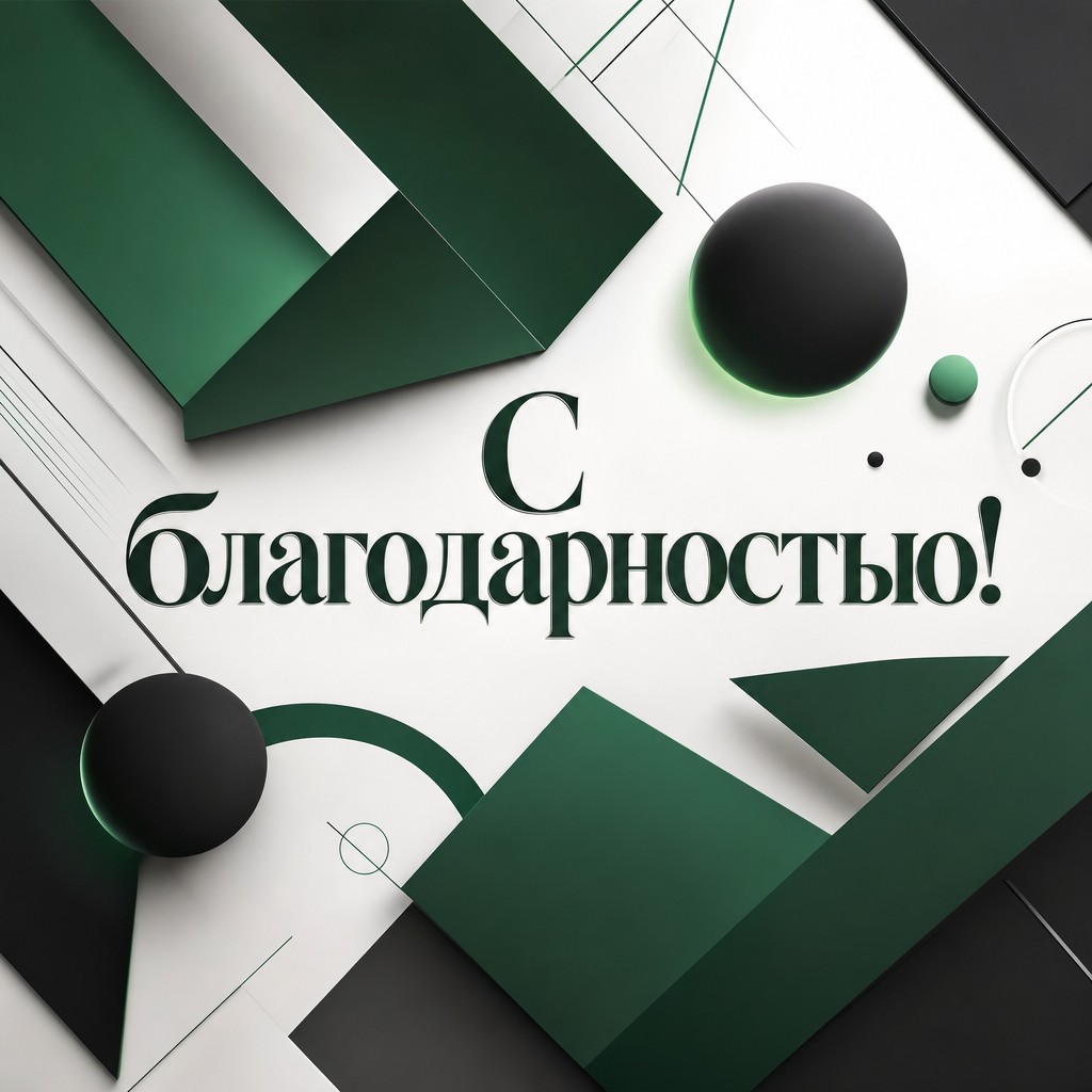 Современная открытка с геометрическими формами и благодарностью.