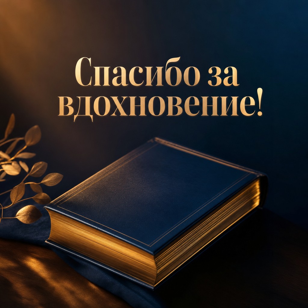 Открытка с кинематографическим освещением и благодарностью.