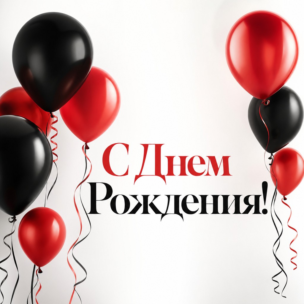 Стильная минималистская открытка с шарами для Дня Рождения