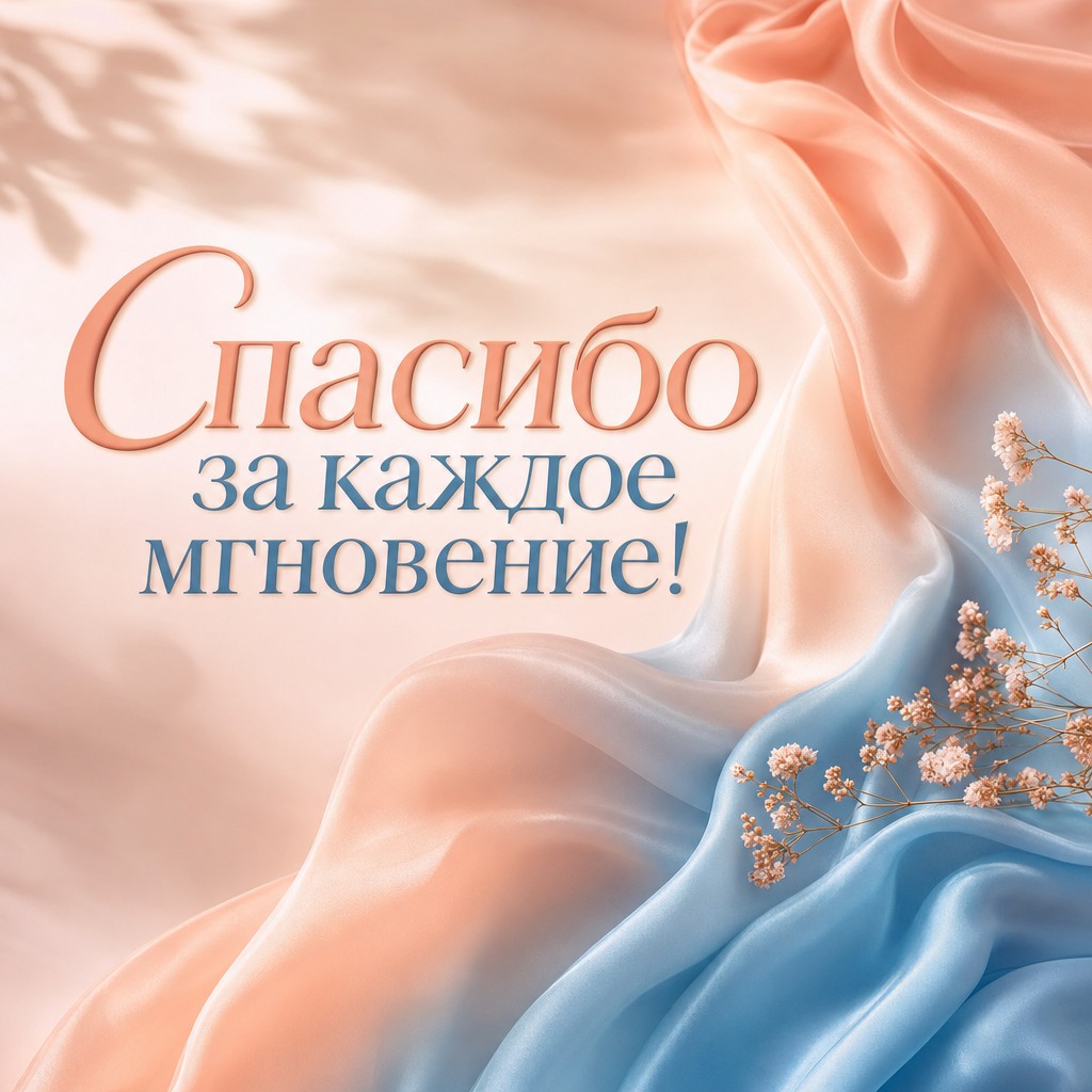 Открытка с нежным шарфом и светлой благодарностью.