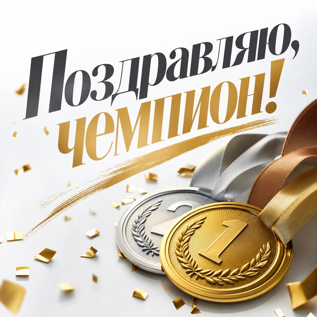 Современная открытка с медалями для поздравления с днем рождения.