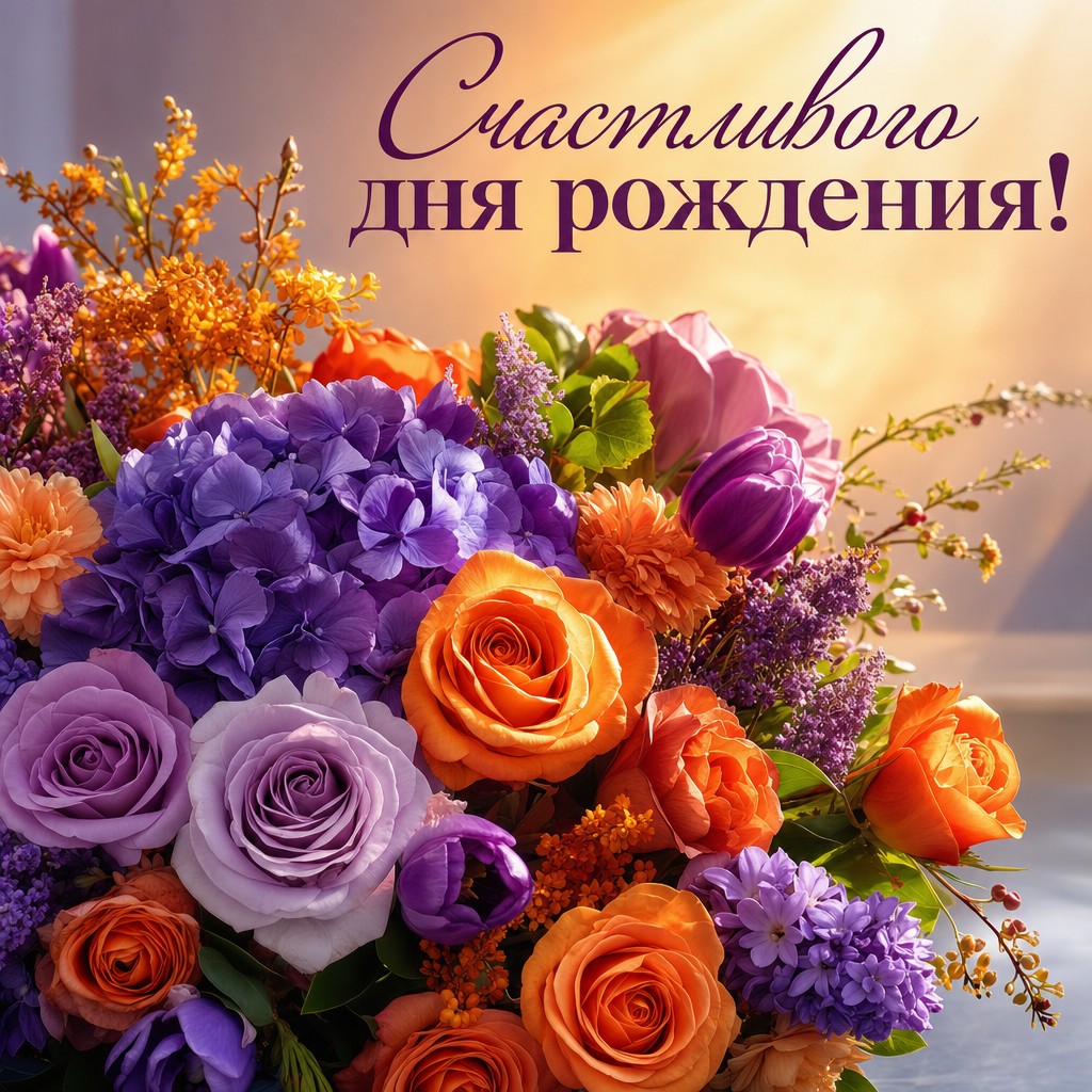 Яркая открытка с цветами для поздравления племянника с днём рождения.