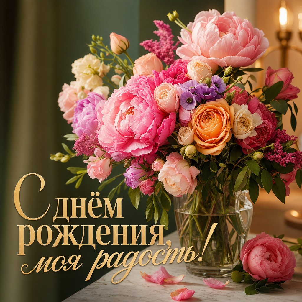 Яркая открытка с цветами для поздравления внучки с днём рождения!