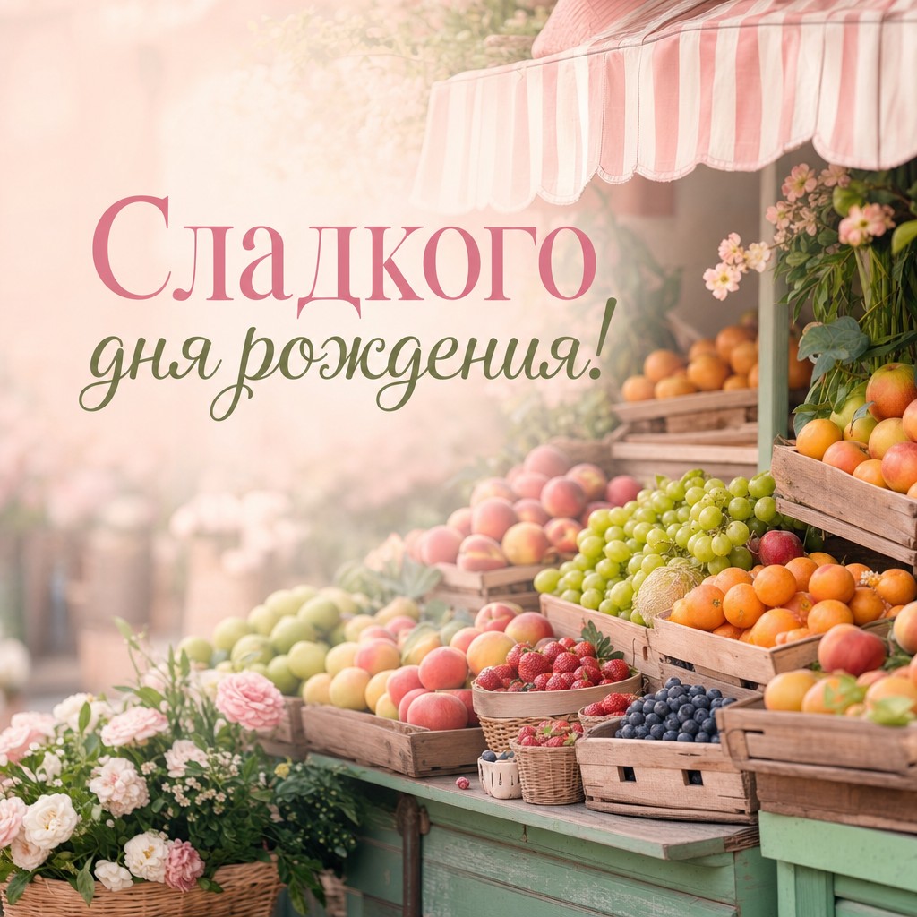 Сочная открытка с фруктами для поздравления племянника с днём рождения.