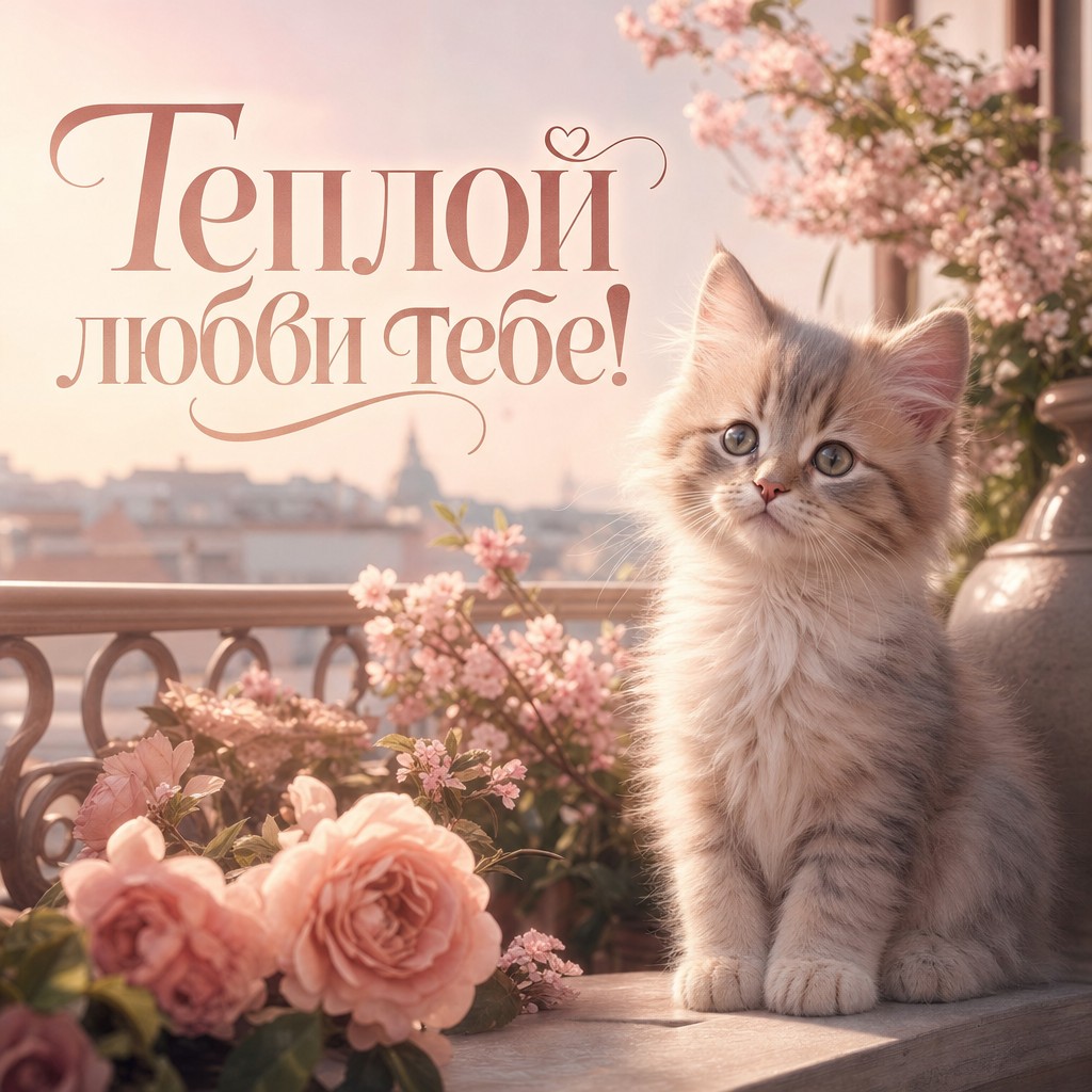 Милая открытка с котенком для племянника на день рождения.