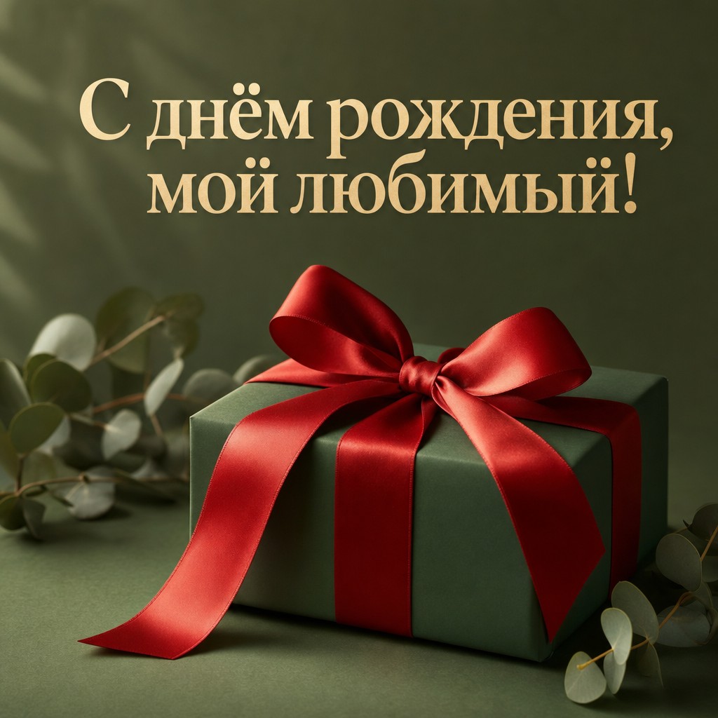 Стильная открытка с подарочной коробкой для поздравления племянника.