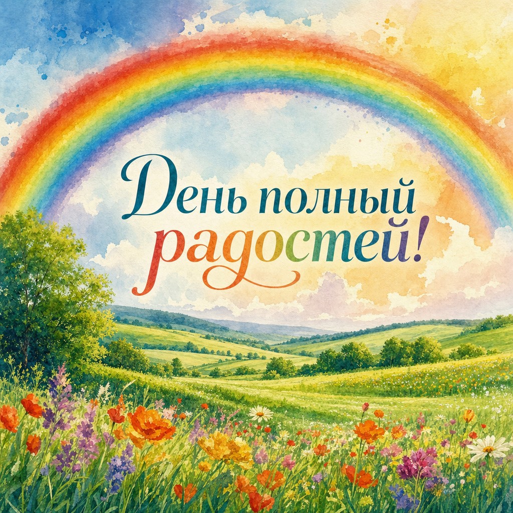Яркая открытка с радугой для племянника на день рождения.