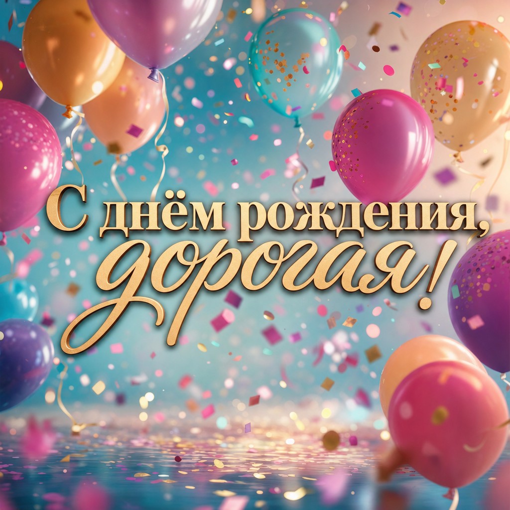 Яркая открытка с воздушными шарами для поздравления внучки с днём рождения!