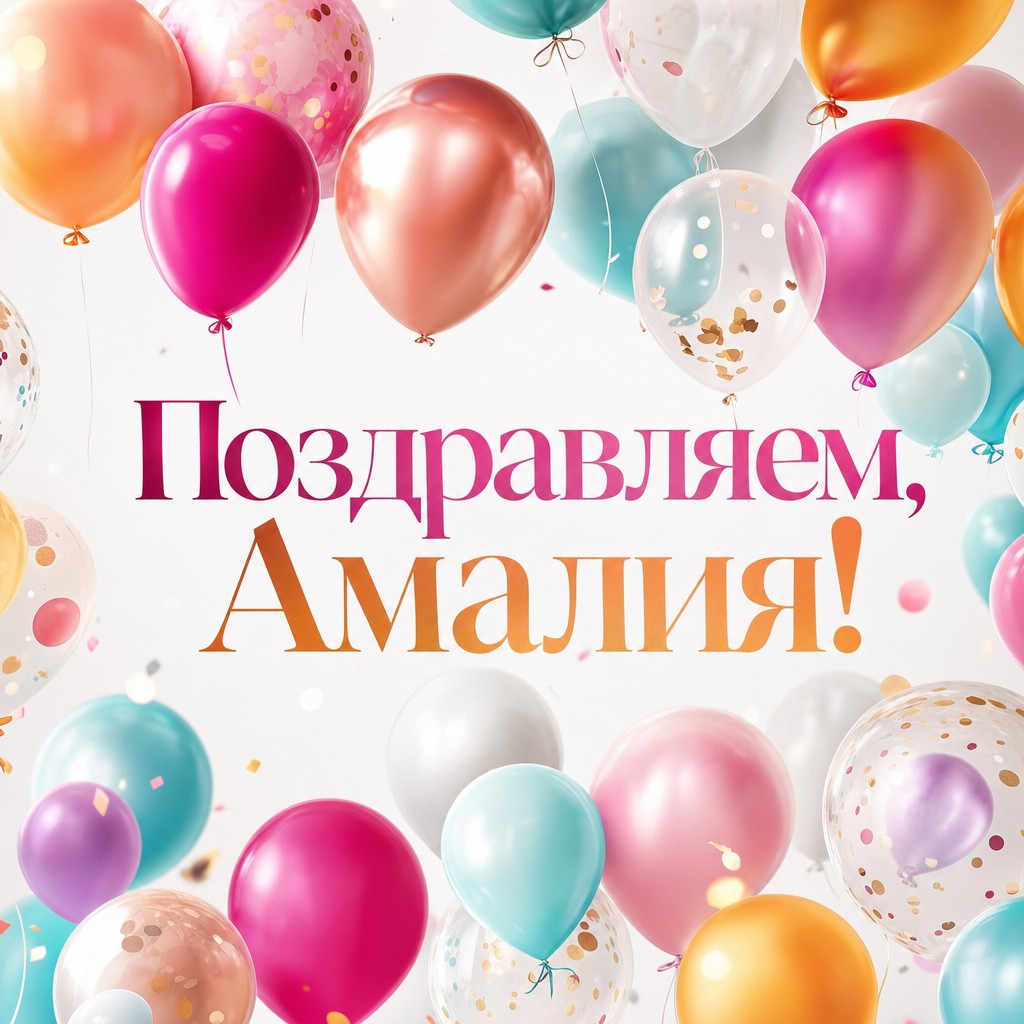 День рождения Амалии с яркими воздушными шарами для весёлого настроения.