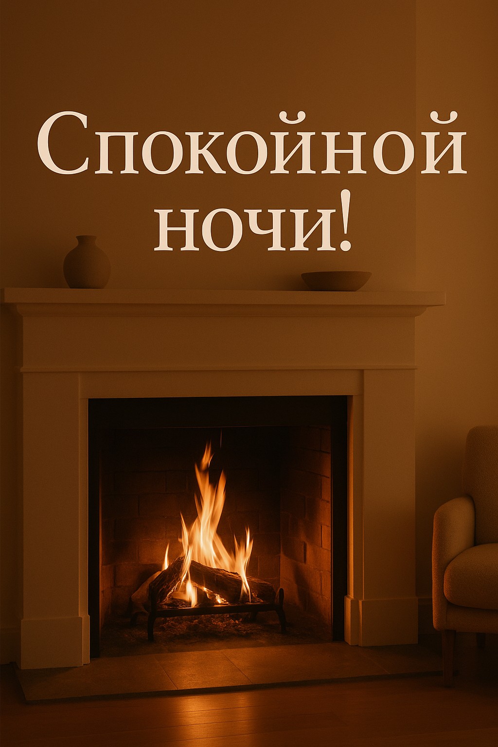Пришлите открытку "Горящий камин" на спокойную ночь своим друзьям.