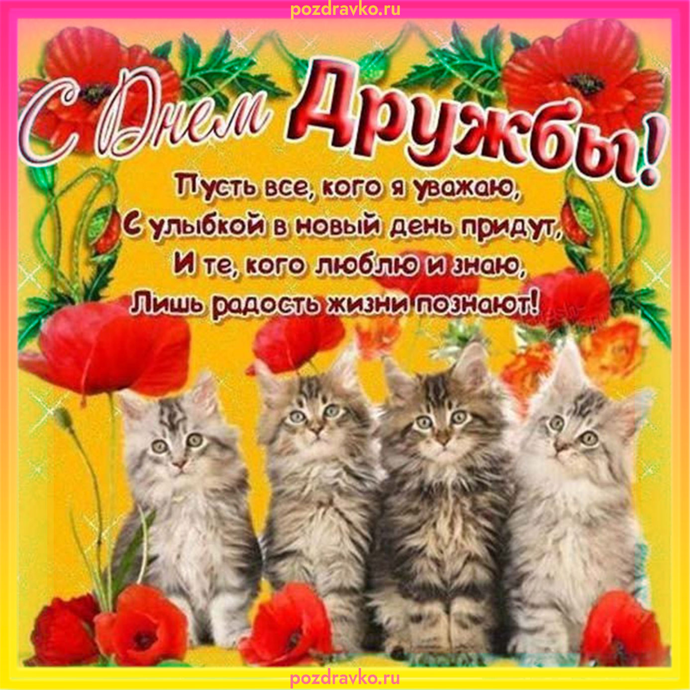 Открытка с Днем Дружбы. Скачать бесплатно или отправить картинку.