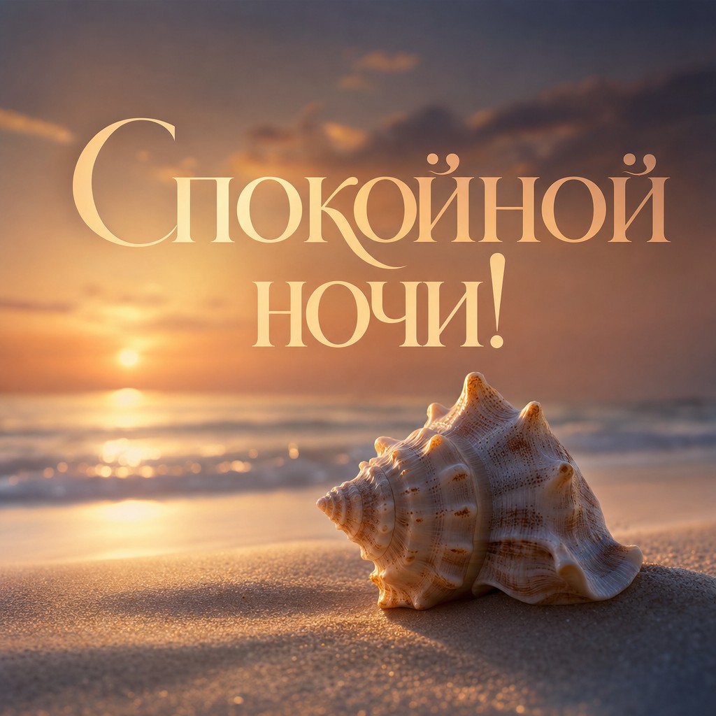 Погрузитесь в море с открыткой "Морская ракушка" для спокойной ночи.