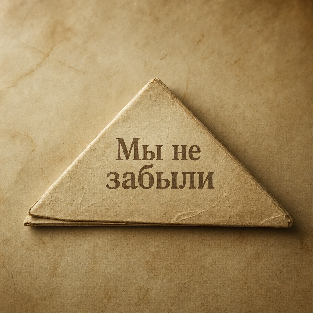 Сдержанная открытка на День памяти и скорби с фронтовым письмом-треугольником.