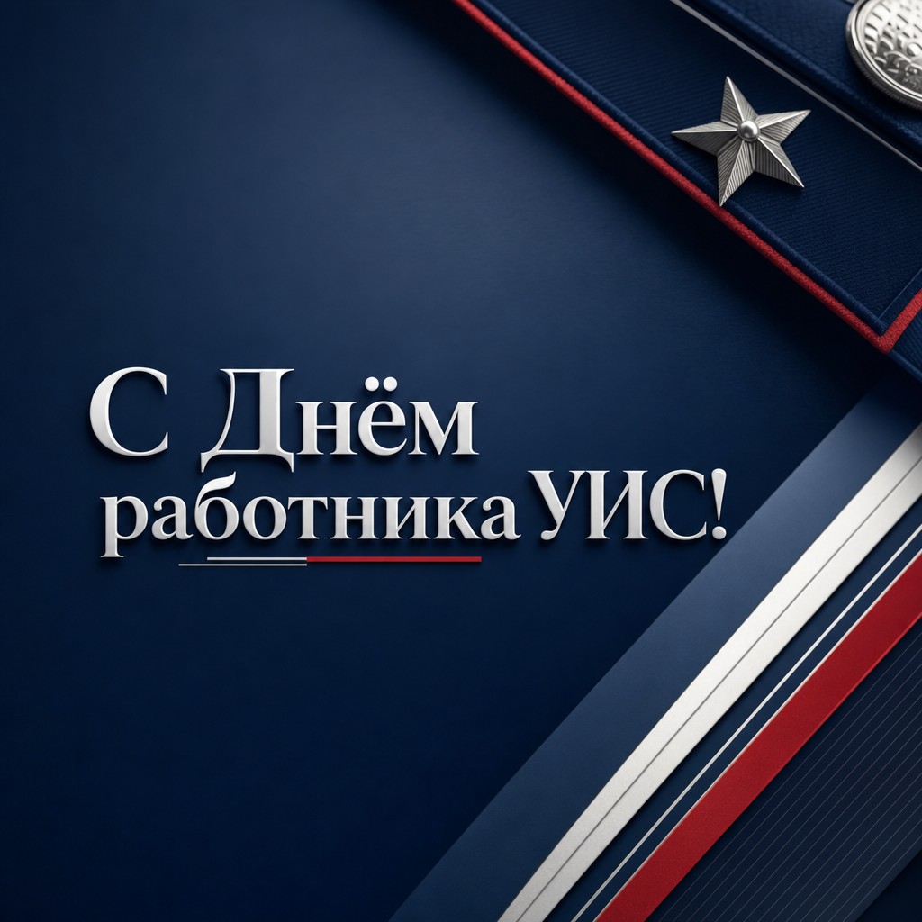 Минималистичная графическая открытка на День работника уголовно-исполнительной системы с полосами в цветах формы.