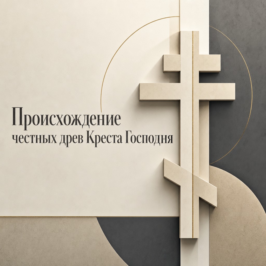 Стильная открытка к празднику Животворящего Креста с чистой графикой, золотым акцентом и светлым фоном.