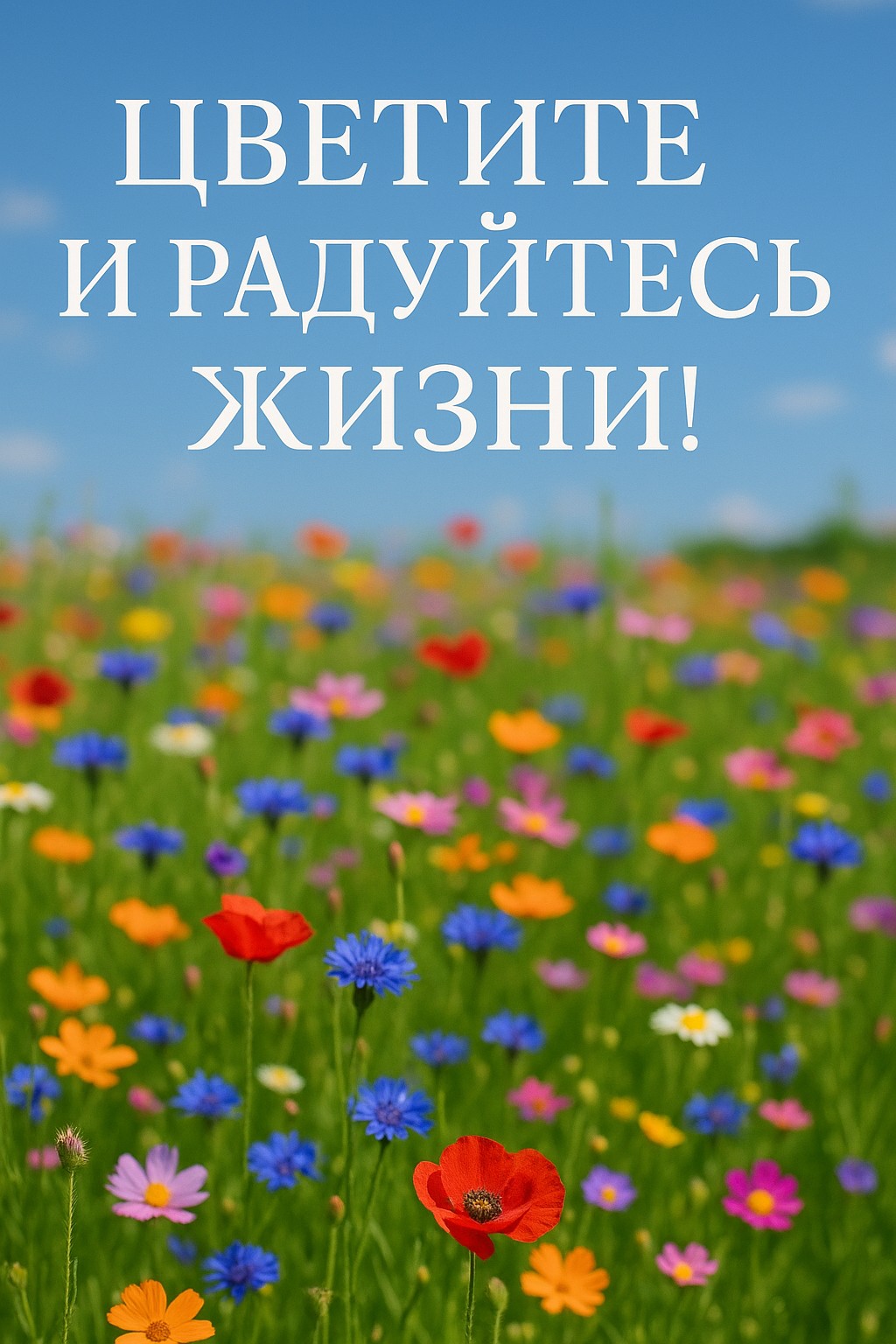 Подарите цветы с этой карточкой, вдохновляющей на радость и хорошее настроение.