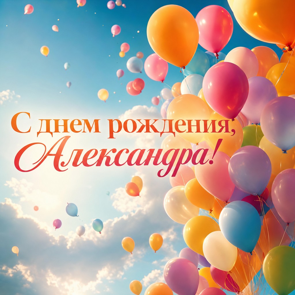 Отправьте веселую открытку с воздушными шарами на день рождения Александры.