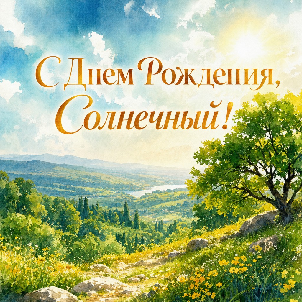 Вдохновляющая открытка для внука с солнечным пейзажем.