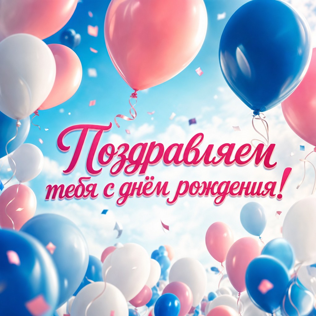 Веселая открытка с воздушными шарами для племянницы в день ее рождения.