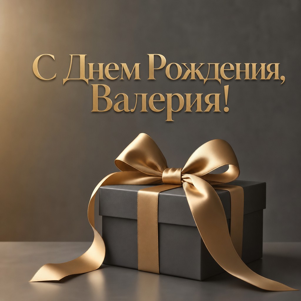 Стильная минималистичная открытка с подарком для Валерии к Дню Рождения.