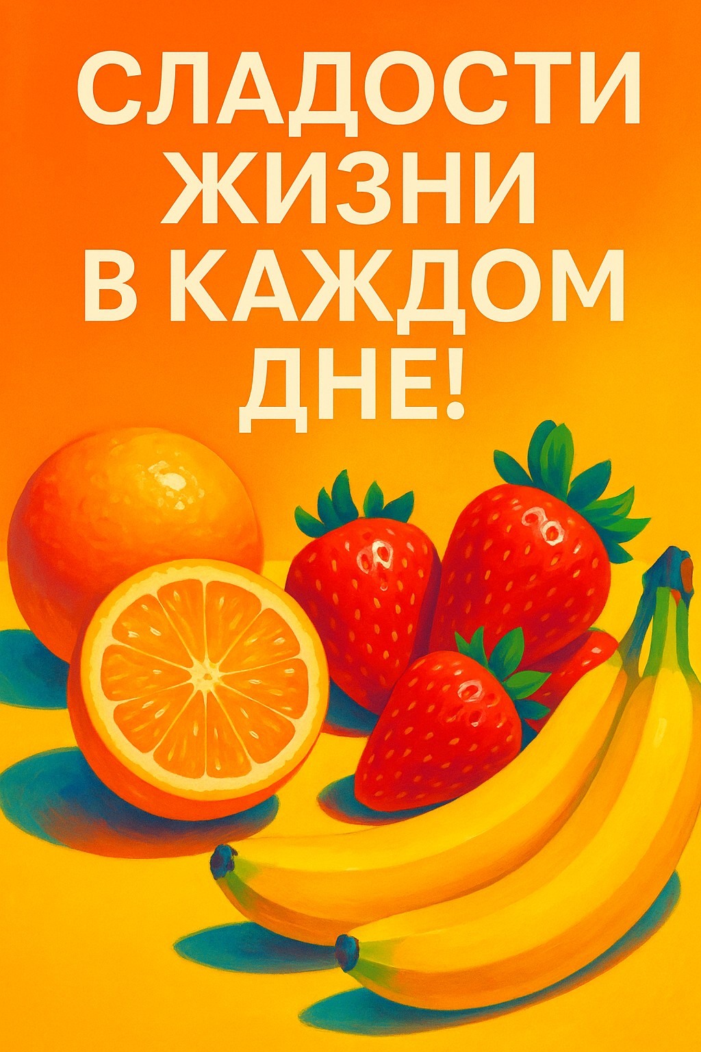 Поделитесь яркими моментами с этой открыткой, полна вкусных фруктов и радости.
