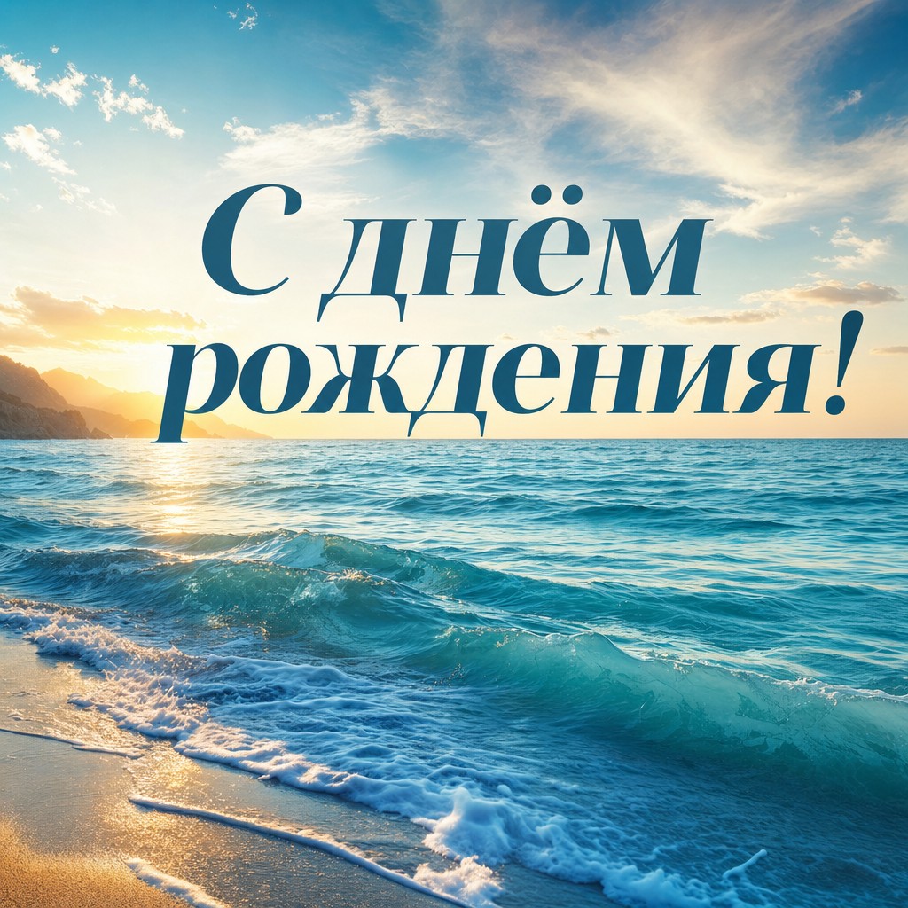 Фотографическая открытка с морем для поздравления с Днем Рождения.