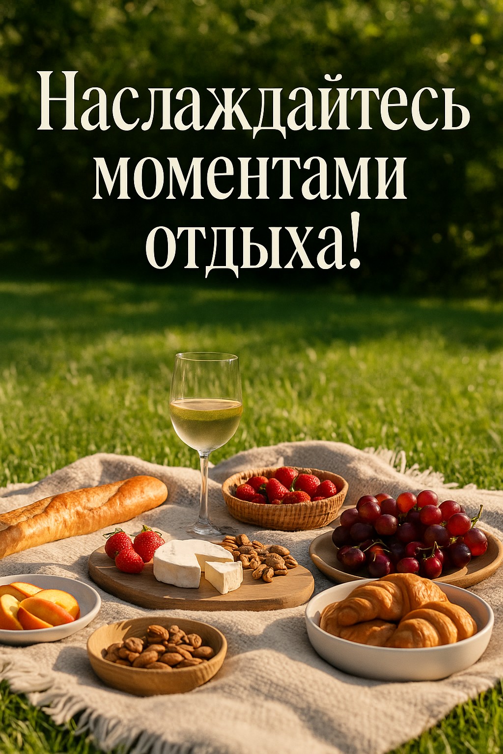 Найдите радость в пикнике с этой открыткой для хорошего дня.