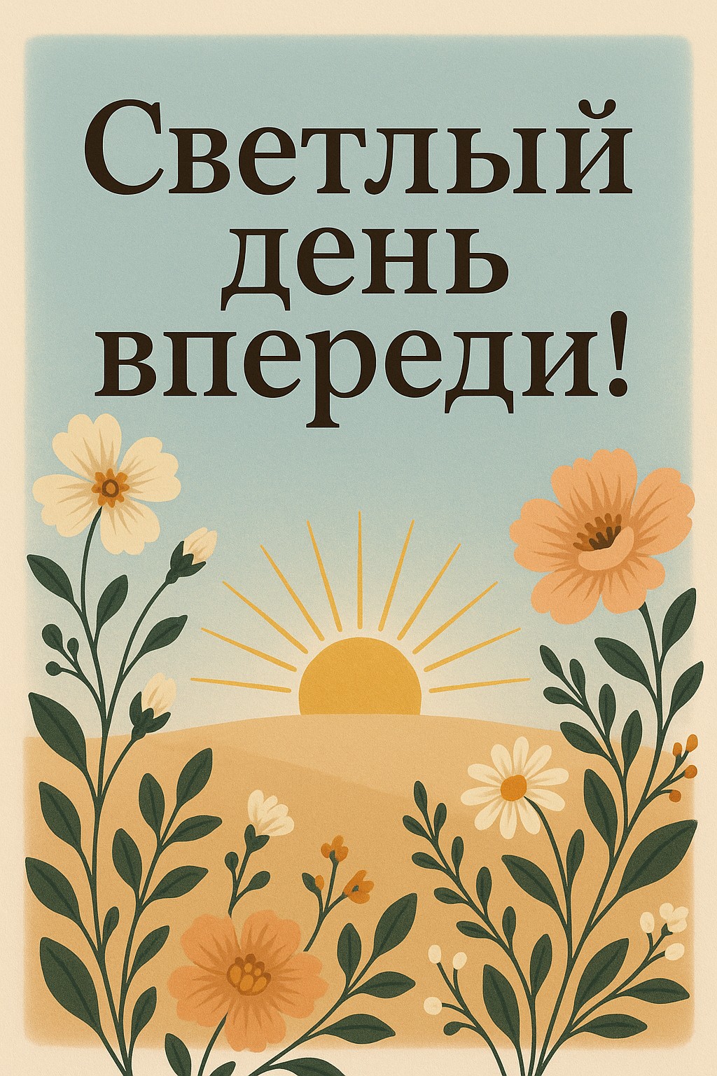Подарите позитив, отправив эту открытку с солнцем и цветами для хорошего дня!