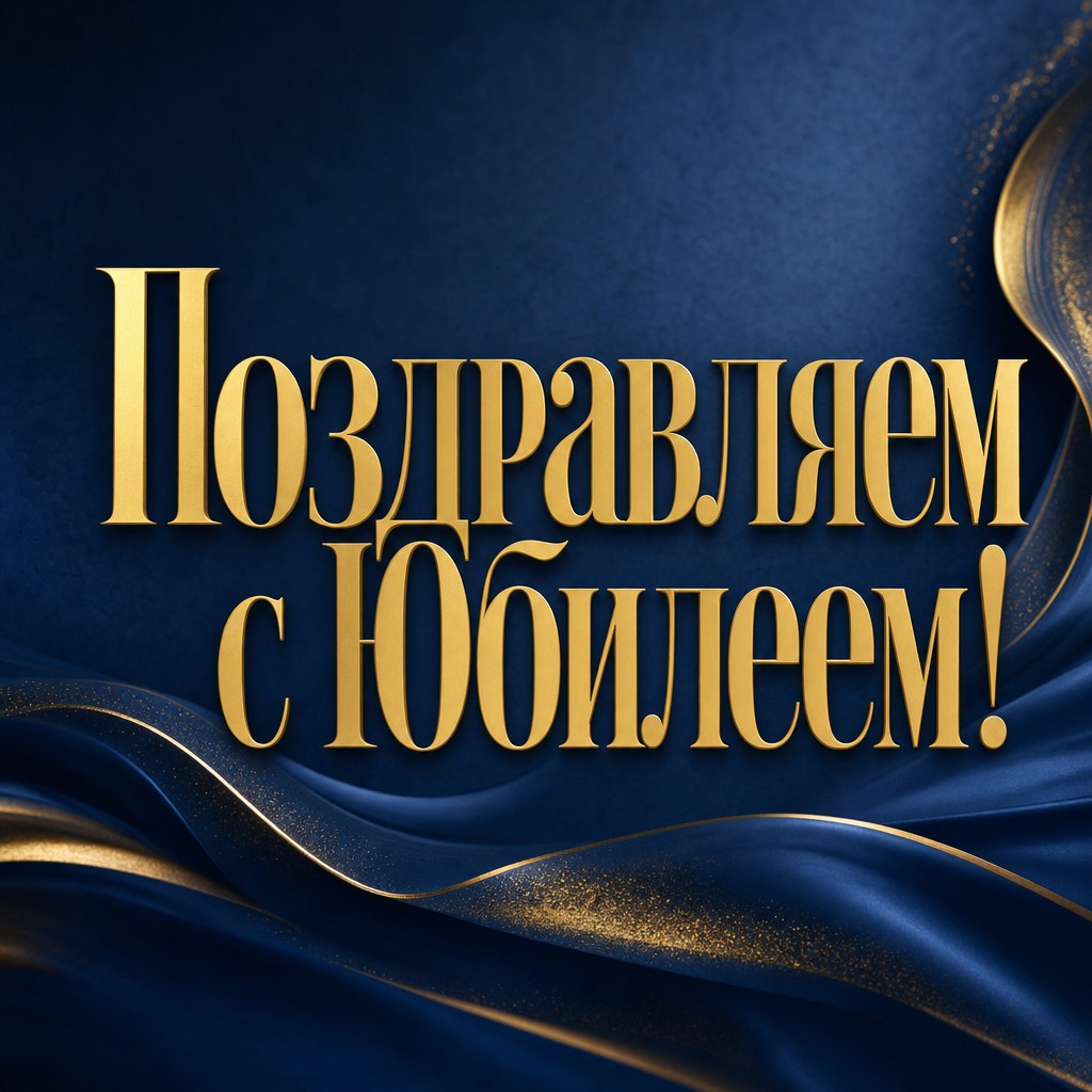 Открытка с юбилеем с ярким текстом для поздравления.