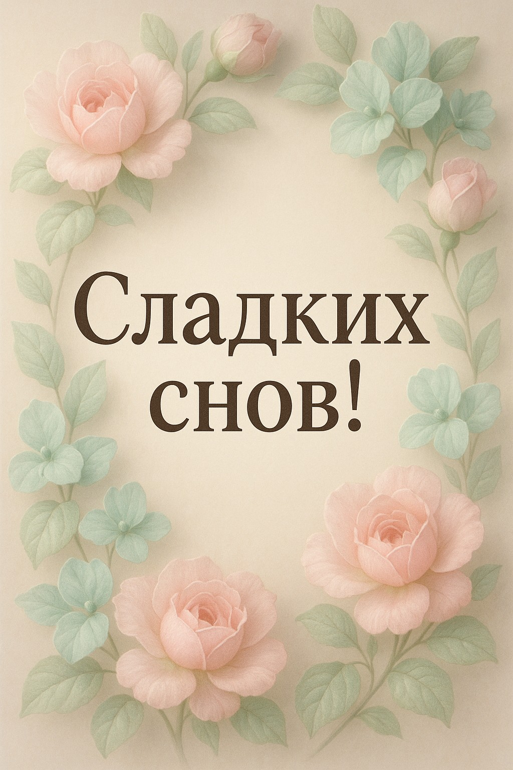 Прекрасная открытка с цветами для добрых пожеланий перед сном.
