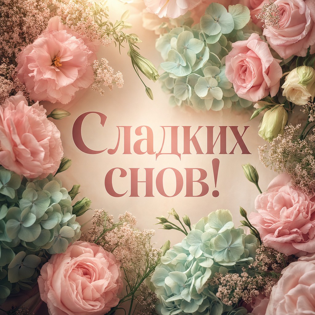 Прекрасная открытка с цветами для добрых пожеланий перед сном.