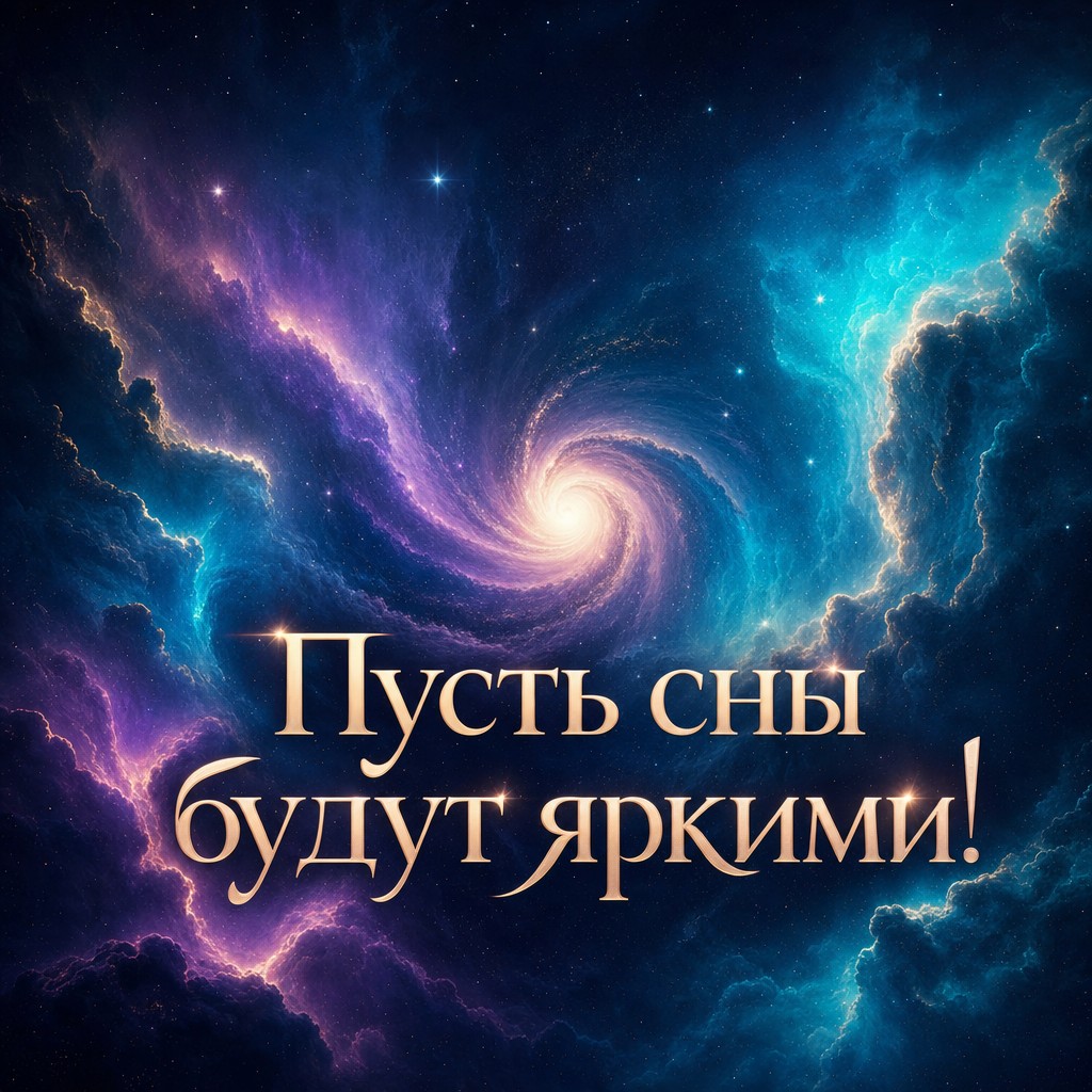 Подарите яркие сны с этой открыткой, изображающей галактику.