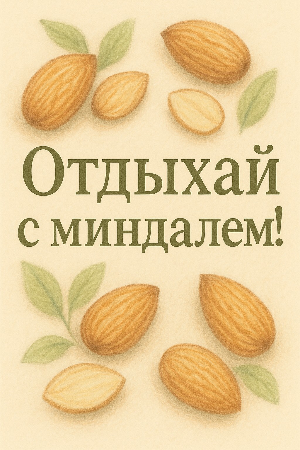 Пожелайте спокойной ночи с этой нежной открыткой с миндалем.