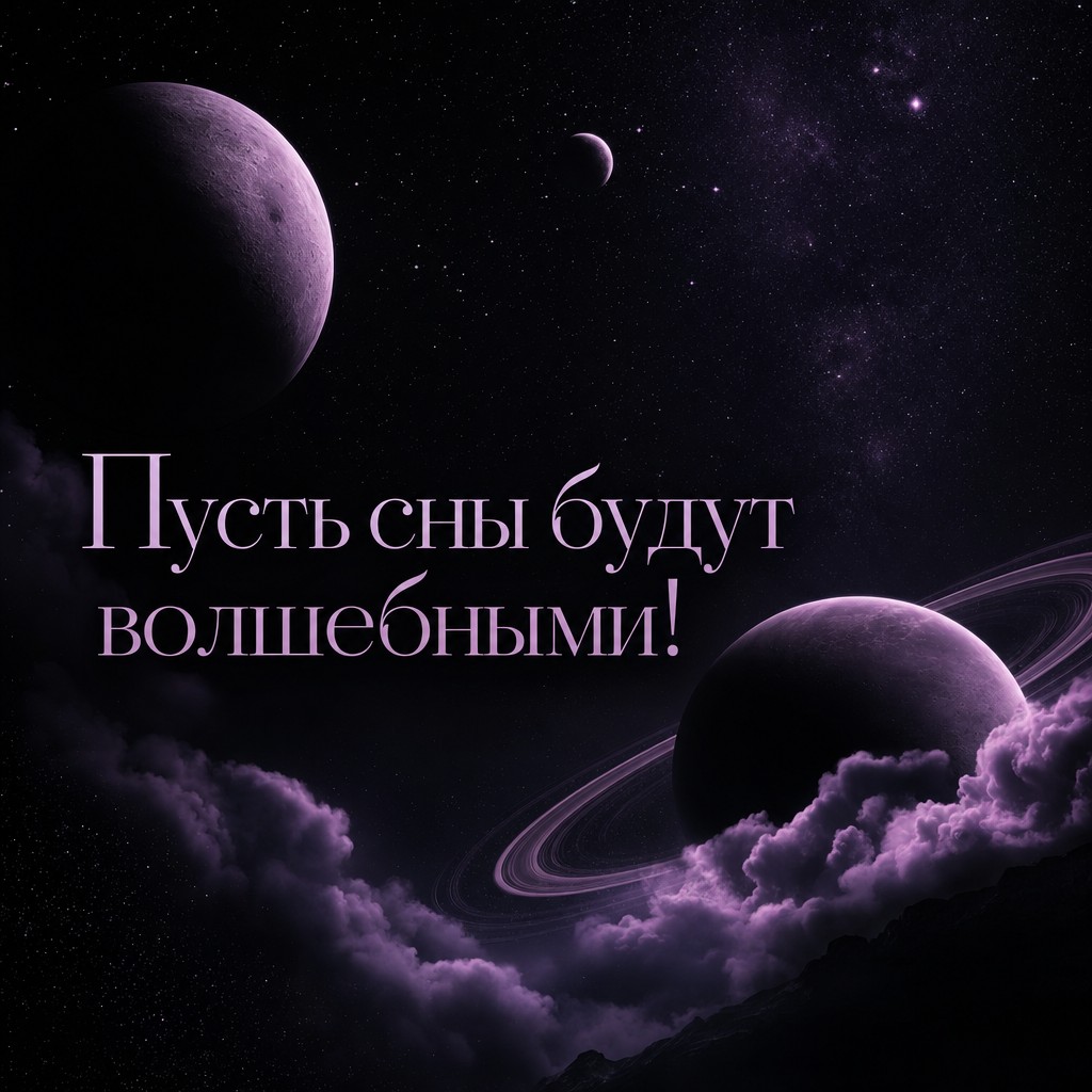 Пожелайте волшебных снов с этой минималистической открыткой о ночном небе.