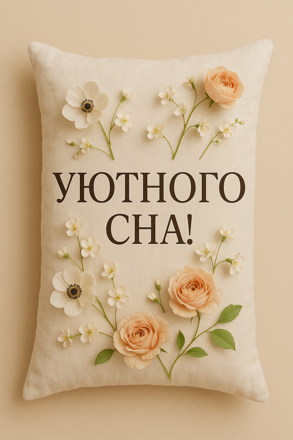 Пожелайте комфортного сна с этой уютной открыткой.
