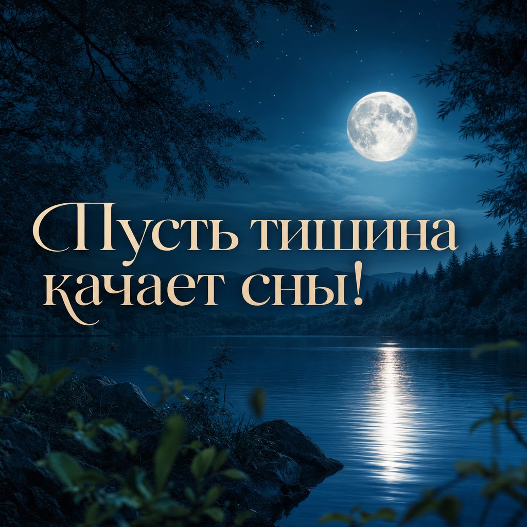 Запросите спокойной ночи с этой философской открыткой о озере.
