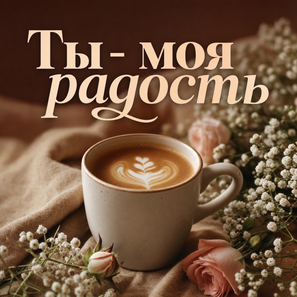Открытка с чашкой кофе и цветами для нежных моментов.