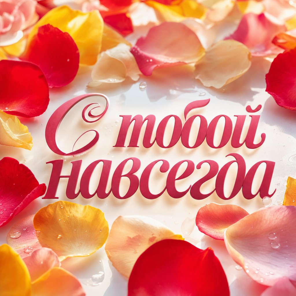 Открытка с яркими лепестками роз на белом фоне для любимого.