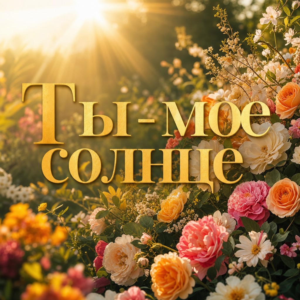 Открытка с ярким солнцем и цветами для выразительного послания.