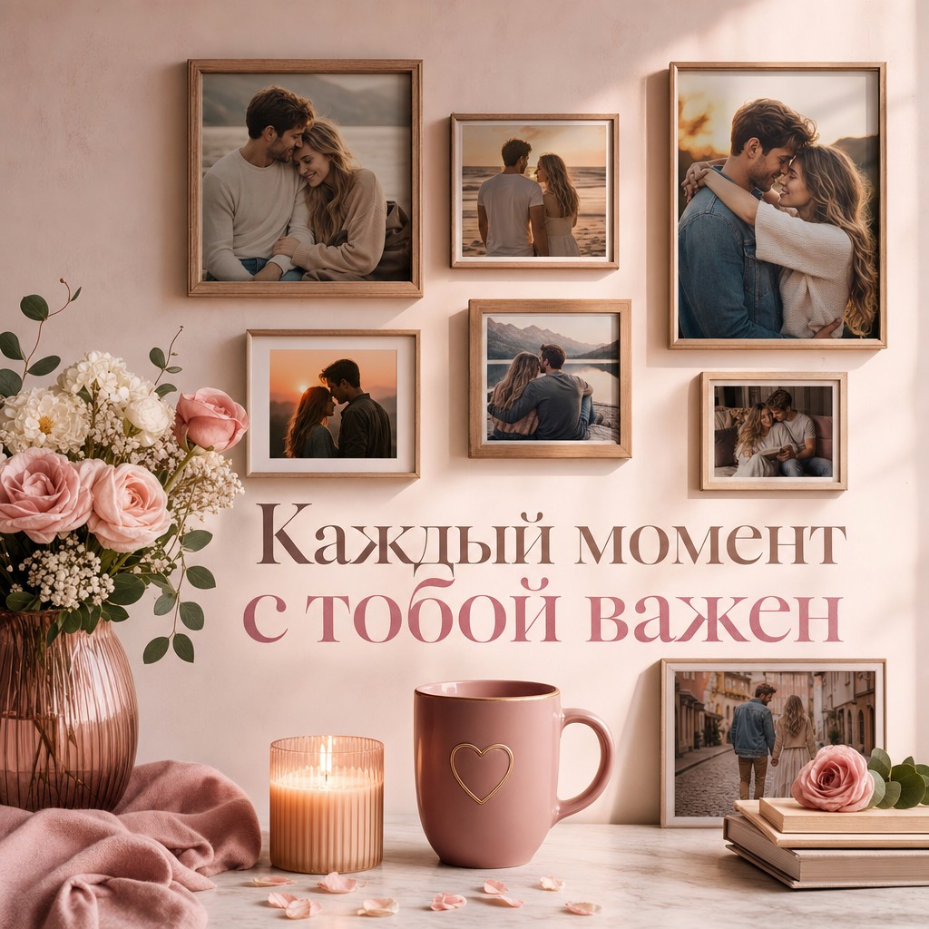 Открытка с теплыми воспоминаниями о любви и счастье.