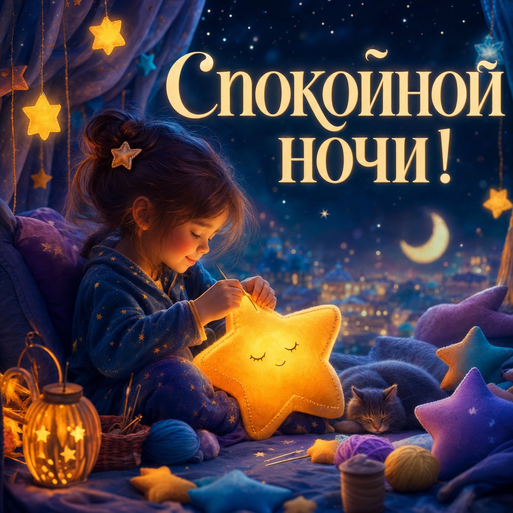 Добавьте яркости с открыткой "Звёздные стежки" для спокойной ночи.
