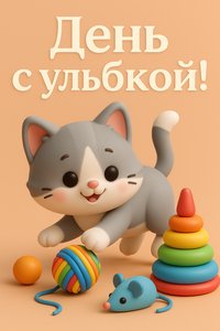 3D открытка с котенком для хорошего дня
